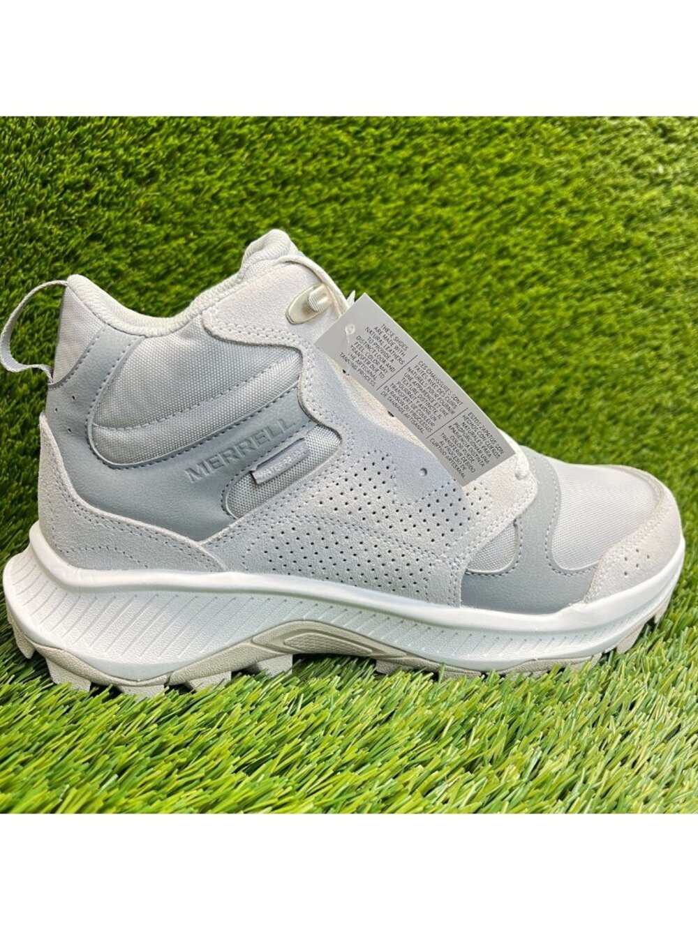 Merrell Tempo Sol Mid Womens Size 9.5 Gray White Waterproof Hiking Boots Shoes
